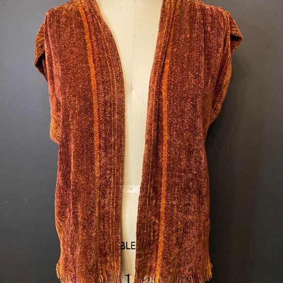 Trillium (Handwoven) - Chenille Rust Color Vest/Shrug - Picture 1 of 8